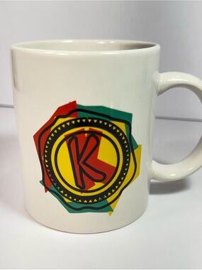 Vintage Do A Kahlua White Ceramic Coffee Mug 'K' Logo 90s red green yellow black